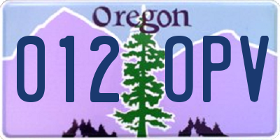 OR license plate 012OPV