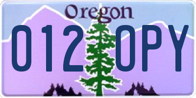 OR license plate 012OPY