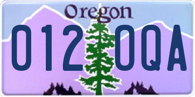 OR license plate 012OQA