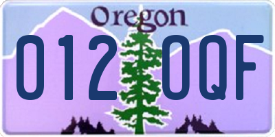 OR license plate 012OQF