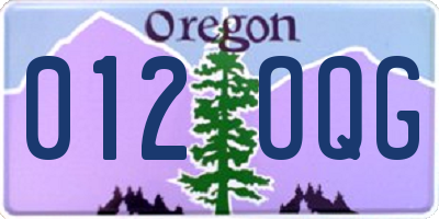 OR license plate 012OQG