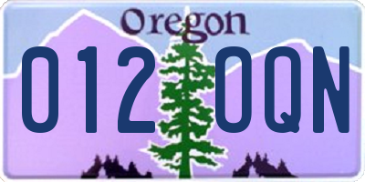 OR license plate 012OQN
