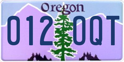 OR license plate 012OQT