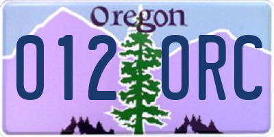 OR license plate 012ORC