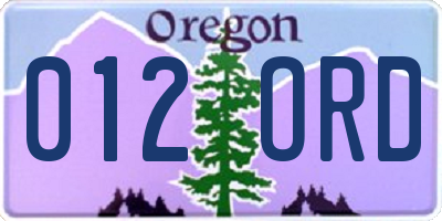 OR license plate 012ORD
