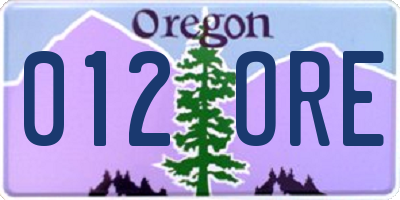 OR license plate 012ORE