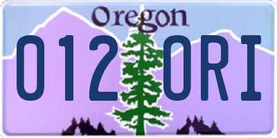 OR license plate 012ORI