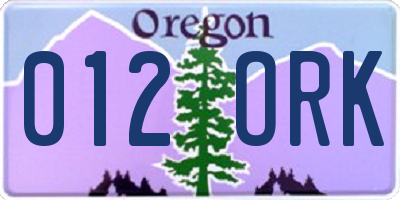 OR license plate 012ORK