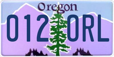 OR license plate 012ORL
