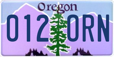 OR license plate 012ORN