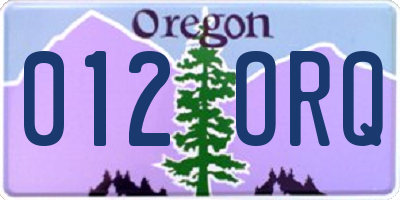 OR license plate 012ORQ