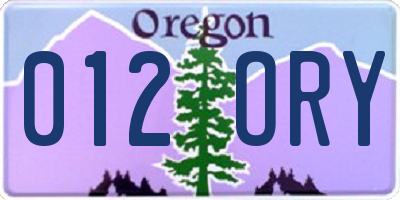 OR license plate 012ORY