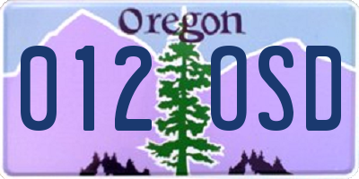 OR license plate 012OSD