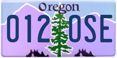 OR license plate 012OSE