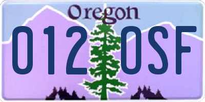 OR license plate 012OSF