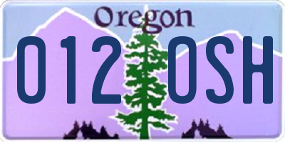 OR license plate 012OSH