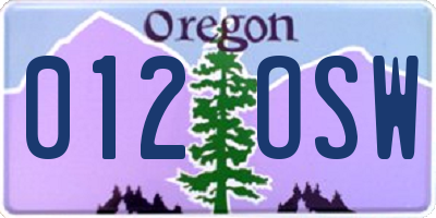 OR license plate 012OSW