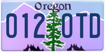 OR license plate 012OTD