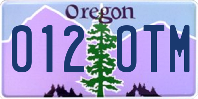 OR license plate 012OTM