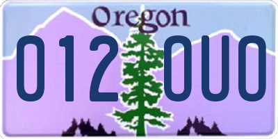 OR license plate 012OUO