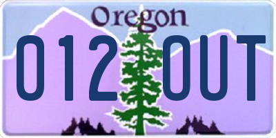 OR license plate 012OUT