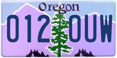 OR license plate 012OUW
