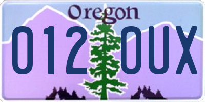 OR license plate 012OUX