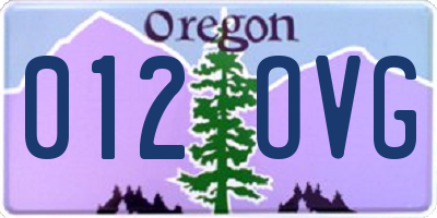 OR license plate 012OVG