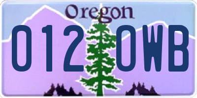 OR license plate 012OWB