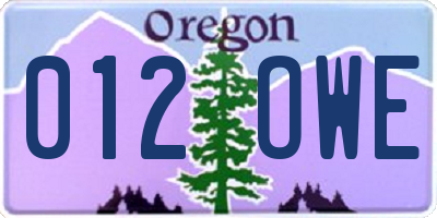 OR license plate 012OWE