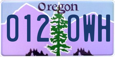 OR license plate 012OWH