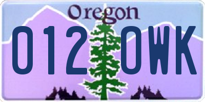 OR license plate 012OWK