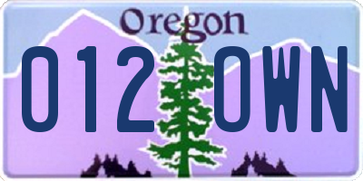 OR license plate 012OWN