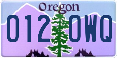 OR license plate 012OWQ