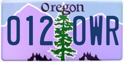 OR license plate 012OWR