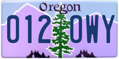 OR license plate 012OWY