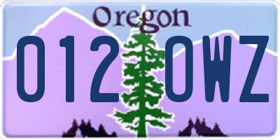 OR license plate 012OWZ