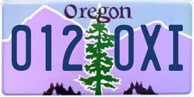 OR license plate 012OXI