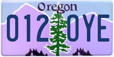 OR license plate 012OYE