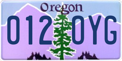 OR license plate 012OYG