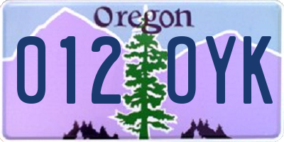 OR license plate 012OYK
