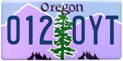 OR license plate 012OYT