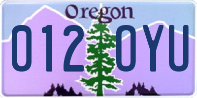 OR license plate 012OYU