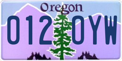 OR license plate 012OYW