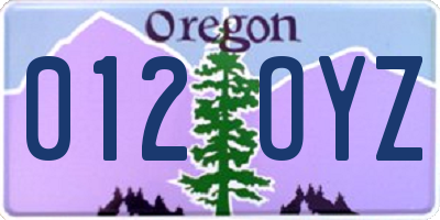 OR license plate 012OYZ