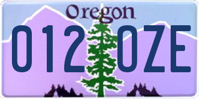 OR license plate 012OZE
