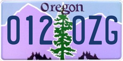 OR license plate 012OZG