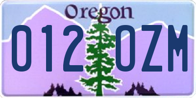 OR license plate 012OZM