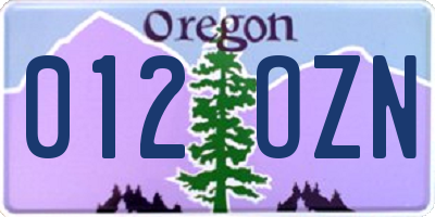 OR license plate 012OZN
