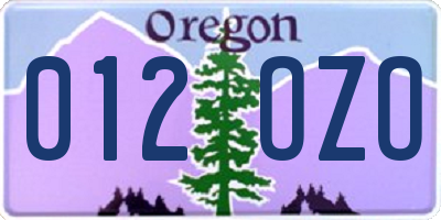 OR license plate 012OZO